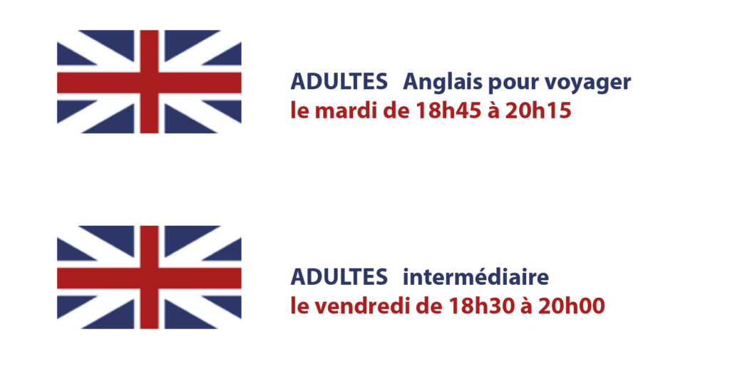 Planning 2020-2021 cours anglais adultes Bessières