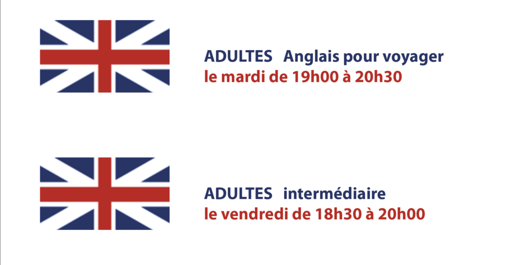 Cette image représente les horaires des cours adultes de Good Morning Bessières