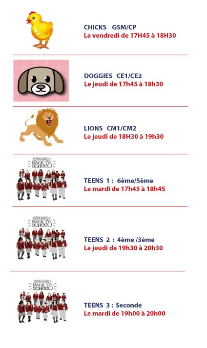 Cette image représente le planning Good Morning Bessieres enfants 2022-2023